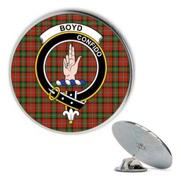 ScotsTee Shop Scottish Boyd Ancient Metal Tartan Lapel Pin Scottish Clan Crest Badge