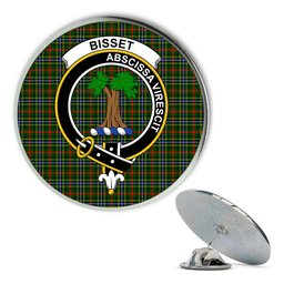 ScotsTee Shop Scottish Bisset SC Metal Tartan Lapel Pin Scottish Clan Crest Badge