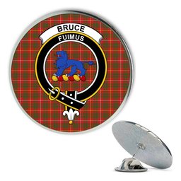 ScotsTee Shop Scottish Bruce Modern Metal Tartan Lapel Pin Scottish Clan Crest Badge