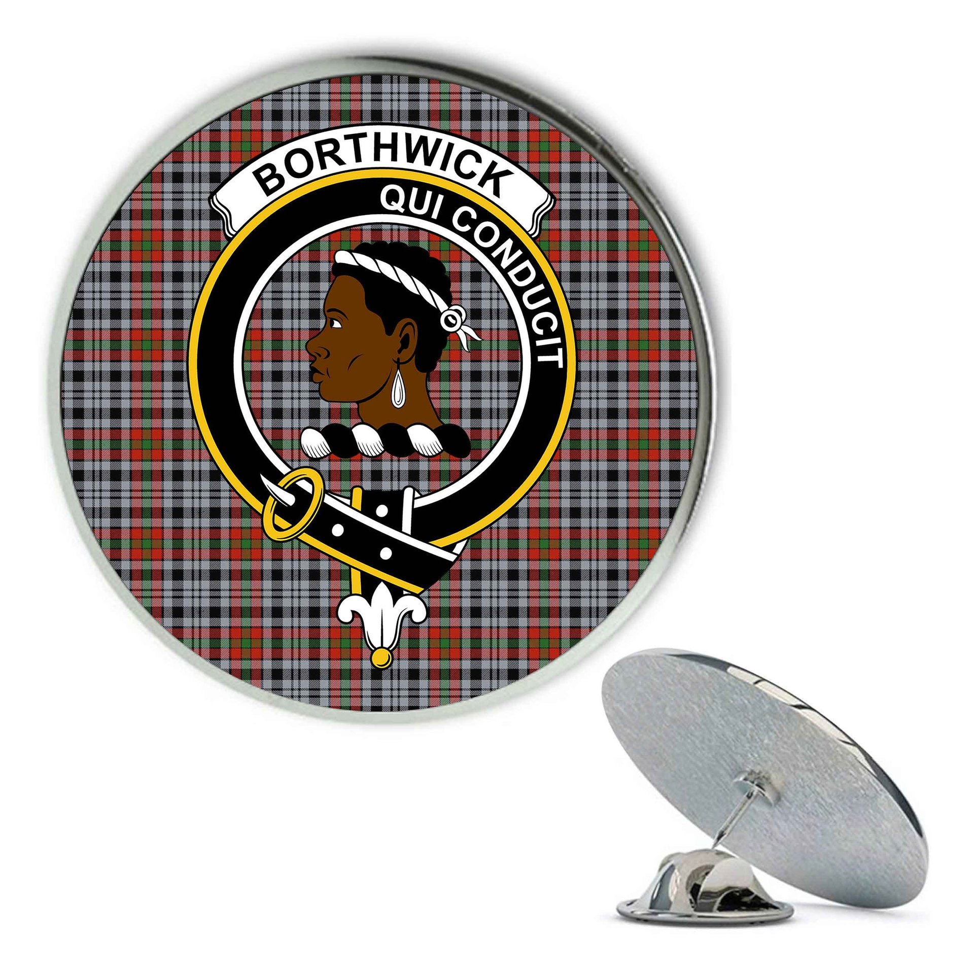ScotsTee Shop Scottish Borthwick Dress Ancient Metal Tartan Lapel Pin Scottish Clan Crest Badge