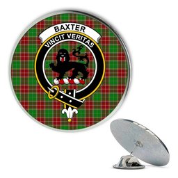 ScotsTee Shop Scottish Baxter Modern Metal Tartan Lapel Pin Scottish Clan Crest Badge