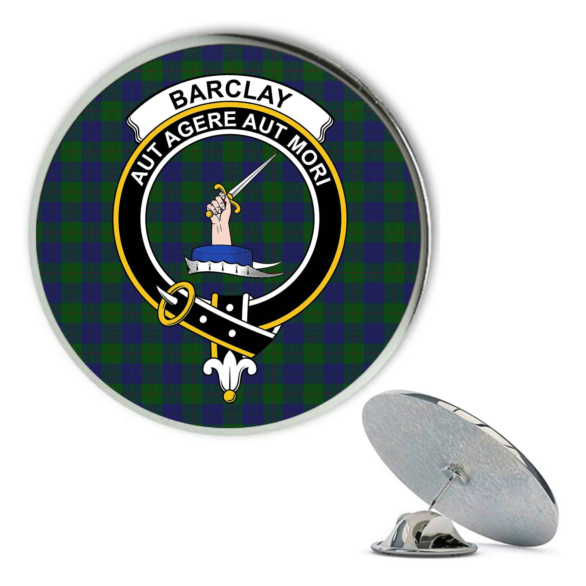 ScotsTee Shop Scottish Barclay Metal Tartan Lapel Pin Scottish Clan Crest Badge