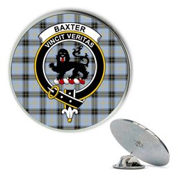 ScotsTee Shop Scottish Baxter of Balgavies Ancient Metal Tartan Lapel Pin Scottish Clan Crest Badge