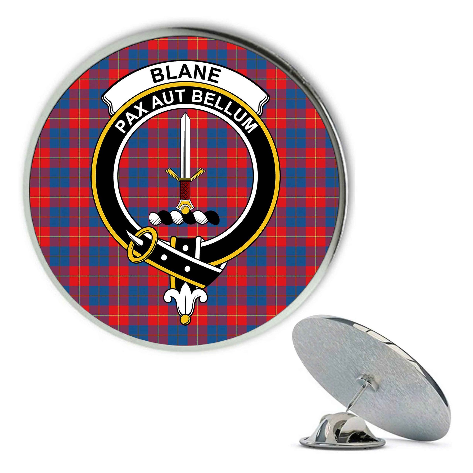 ScotsTee Shop Scottish Blane Metal Tartan Lapel Pin Scottish Clan Crest Badge