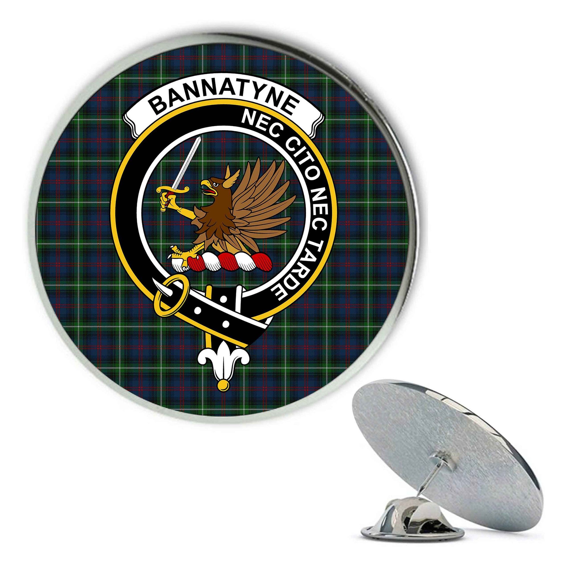 ScotsTee Shop Scottish Bannatyne Metal Tartan Lapel Pin Scottish Clan Crest Badge