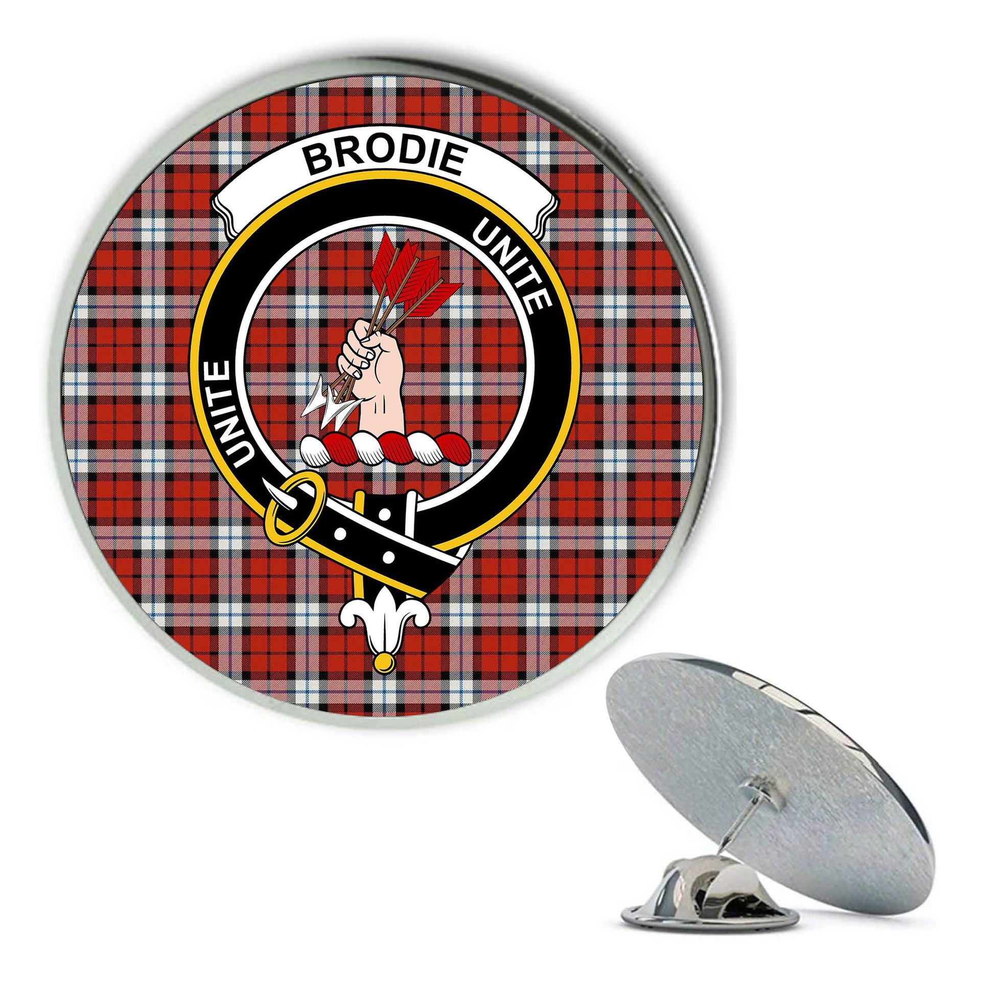 ScotsTee Shop Scottish Brodie Dress Ancient Metal Tartan Lapel Pin Scottish Clan Crest Badge