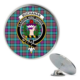 ScotsTee Shop Scottish Buchanan Inauguration Metal Tartan Lapel Pin Scottish Clan Crest Badge