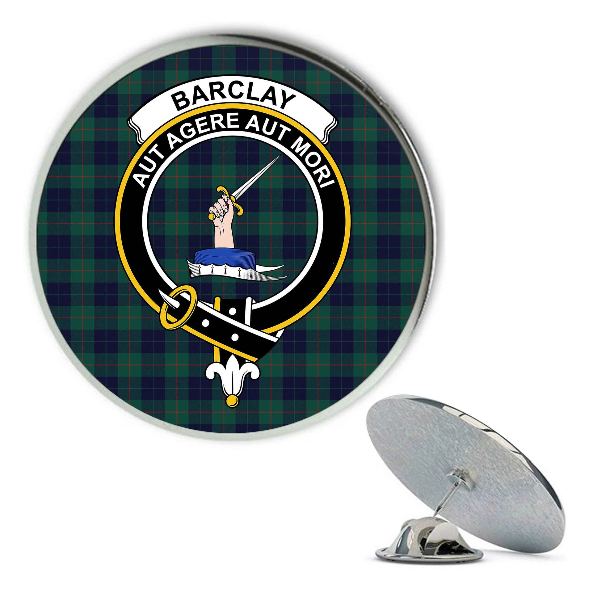 ScotsTee Shop Scottish Barclay Hunting Modern Metal Tartan Lapel Pin Scottish Clan Crest Badge