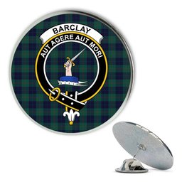 ScotsTee Shop Scottish Barclay Hunting Modern Metal Tartan Lapel Pin Scottish Clan Crest Badge