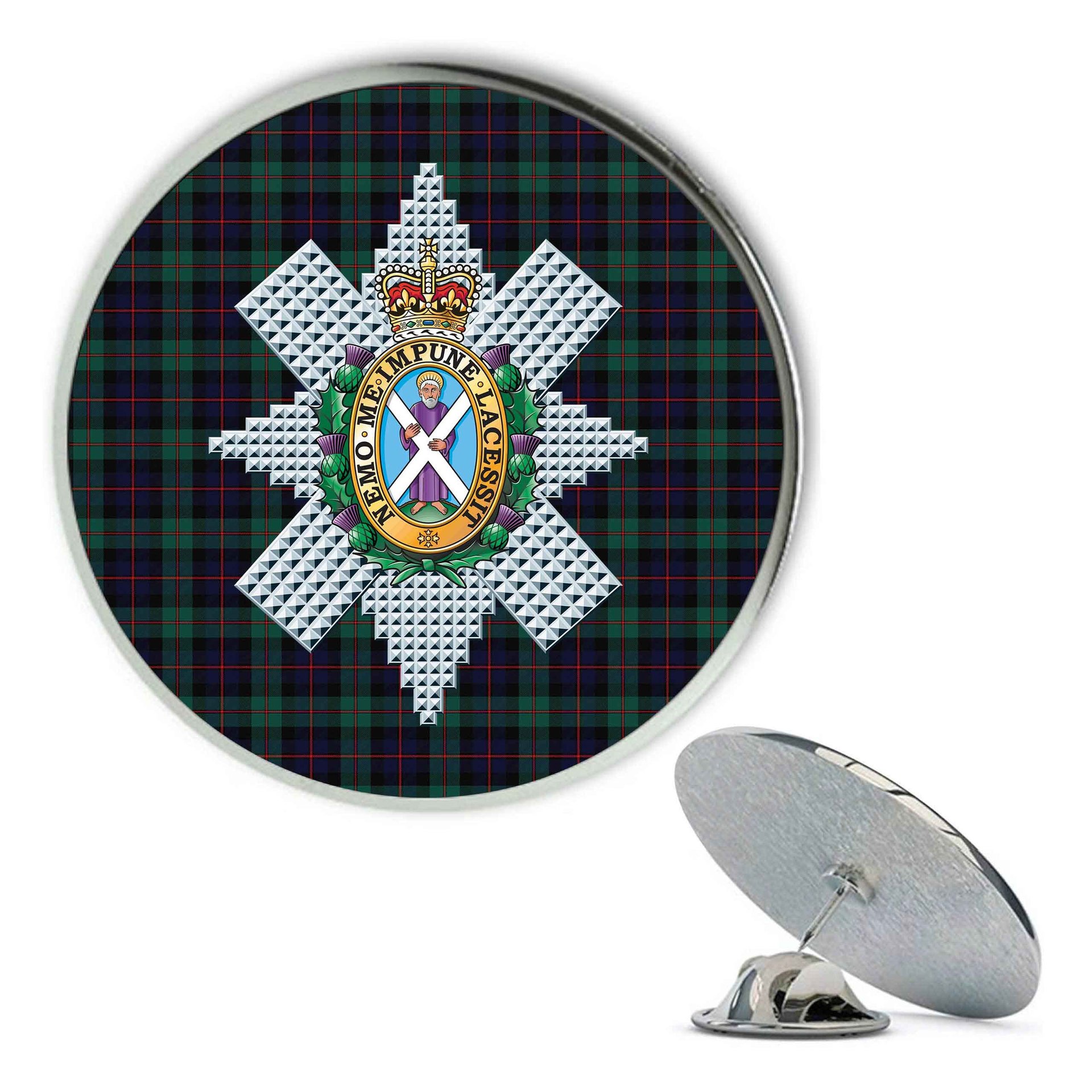 ScotsTee Shop Scottish Black Watch Coarse Kilt Modern Metal Tartan Lapel Pin Scottish Clan Crest Badge