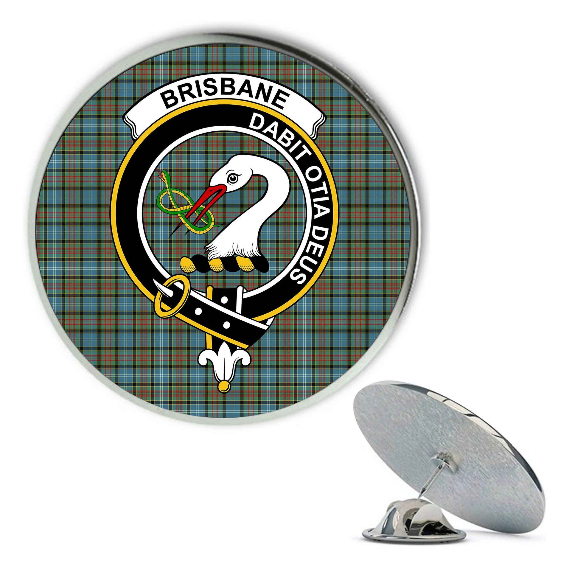 ScotsTee Shop Scottish Brisbane Modern Metal Tartan Lapel Pin Scottish Clan Crest Badge