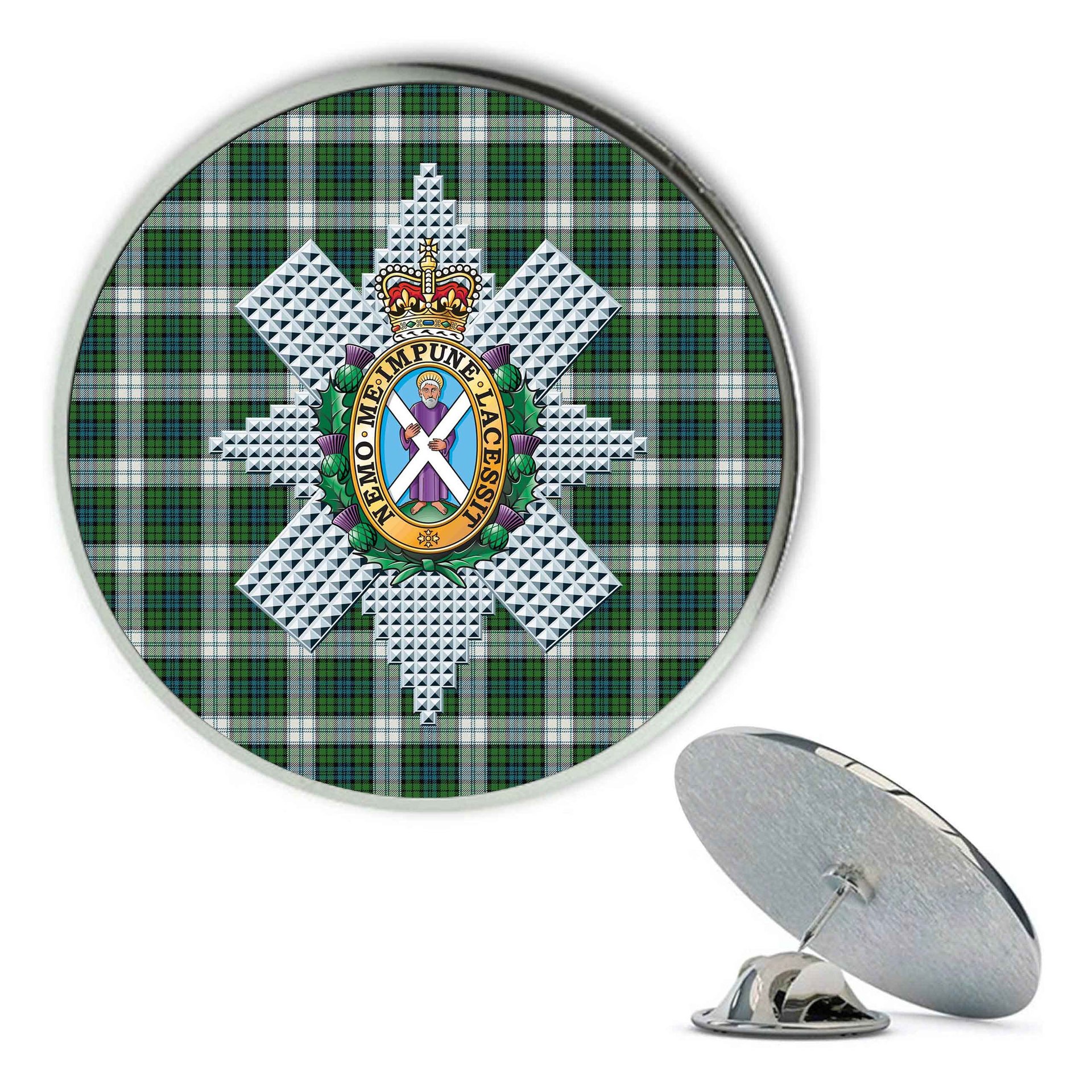 ScotsTee Shop Scottish Black Watch Dress Ancient Metal Tartan Lapel Pin Scottish Clan Crest Badge