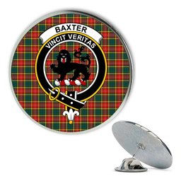 ScotsTee Shop Scottish Baxter of Balgavies Modern Metal Tartan Lapel Pin Scottish Clan Crest Badge