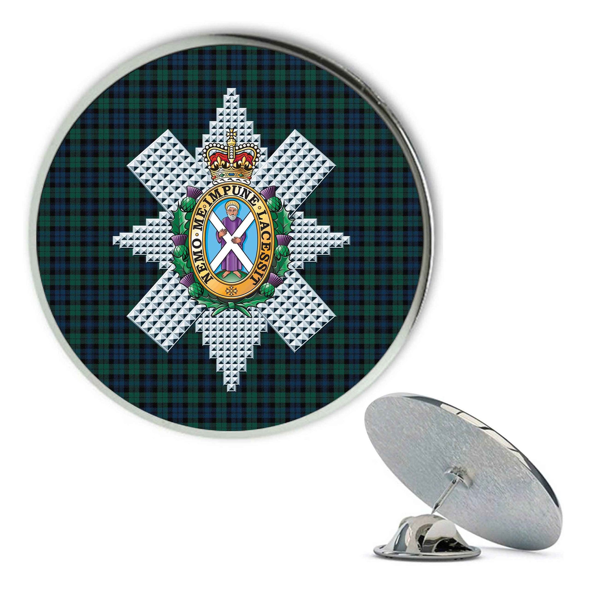 ScotsTee Shop Scottish Black Watch #3 Modern Metal Tartan Lapel Pin Scottish Clan Crest Badge