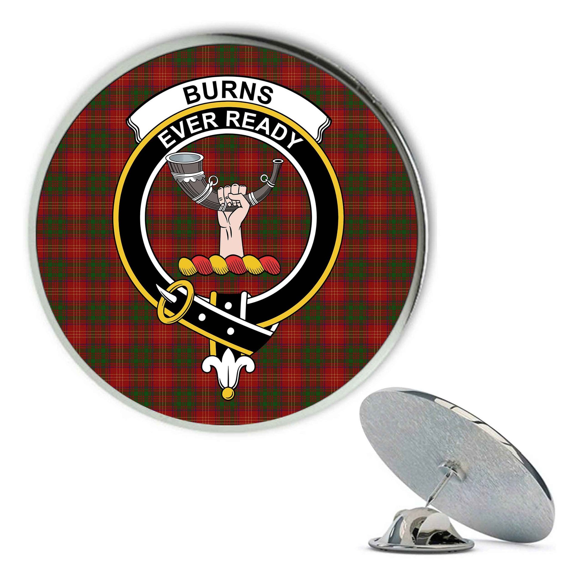 ScotsTee Shop Scottish Burns 1930 Metal Tartan Lapel Pin Scottish Clan Crest Badge