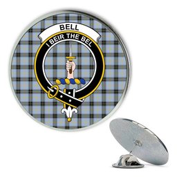 ScotsTee Shop Scottish Bell of the Borders Ancient Metal Tartan Lapel Pin Scottish Clan Crest Badge