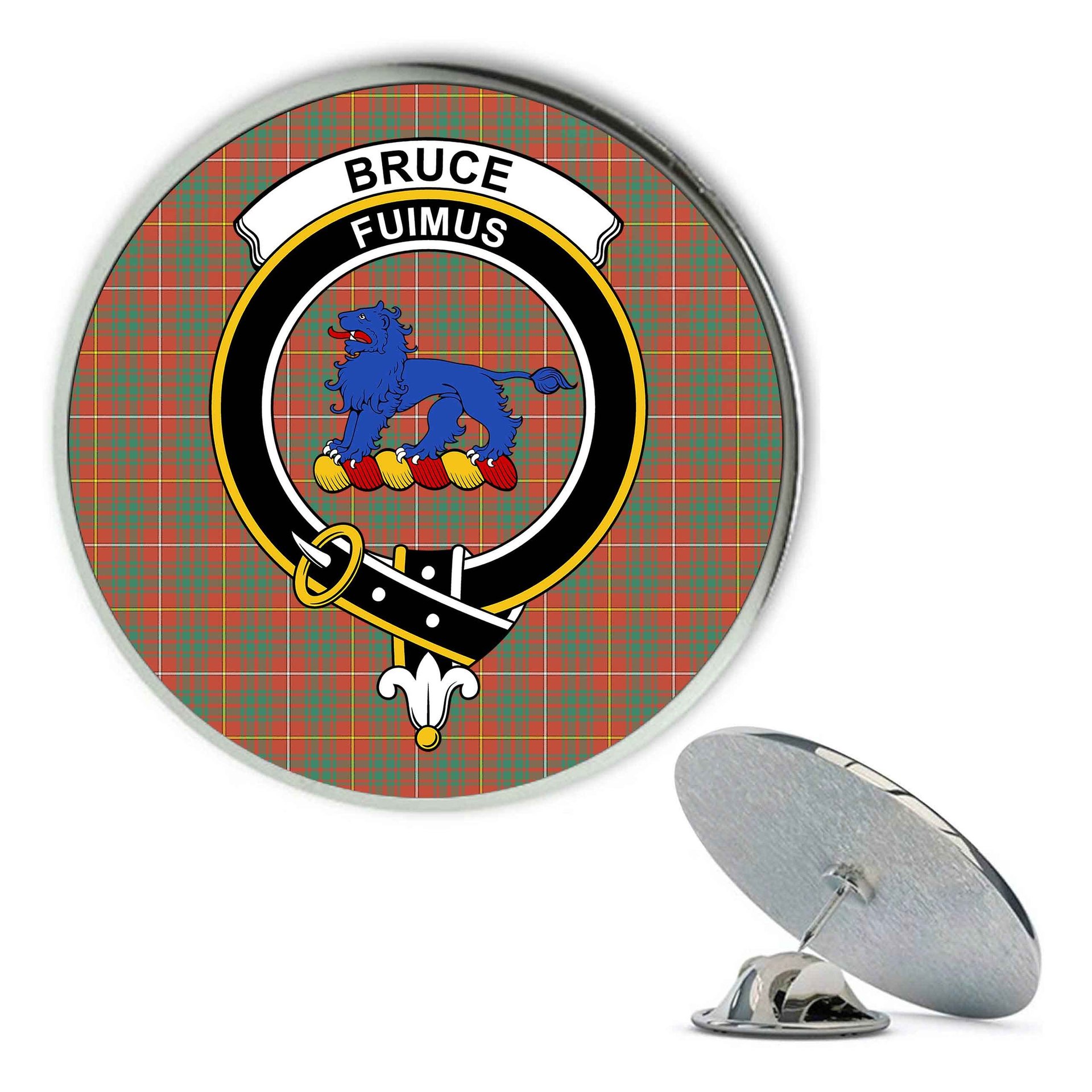 ScotsTee Shop Scottish Bruce Ancient Metal Tartan Lapel Pin Scottish Clan Crest Badge