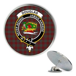 ScotsTee Shop Scottish Douglas Ancient Red Metal Tartan Lapel Pin Scottish Clan Crest Badge