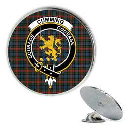 ScotsTee Shop Scottish Cumming 1831 Metal Tartan Lapel Pin Scottish Clan Crest Badge