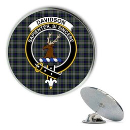 ScotsTee Shop Scottish Davidson of Tulloch Dress Metal Tartan Lapel Pin Scottish Clan Crest Badge