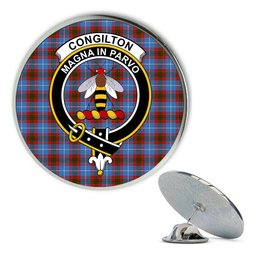 ScotsTee Shop Scottish Congilton Metal Tartan Lapel Pin Scottish Clan Crest Badge
