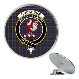 ScotsTee Shop Scottish Cockburn Brown Modern Metal Tartan Lapel Pin Scottish Clan Crest Badge