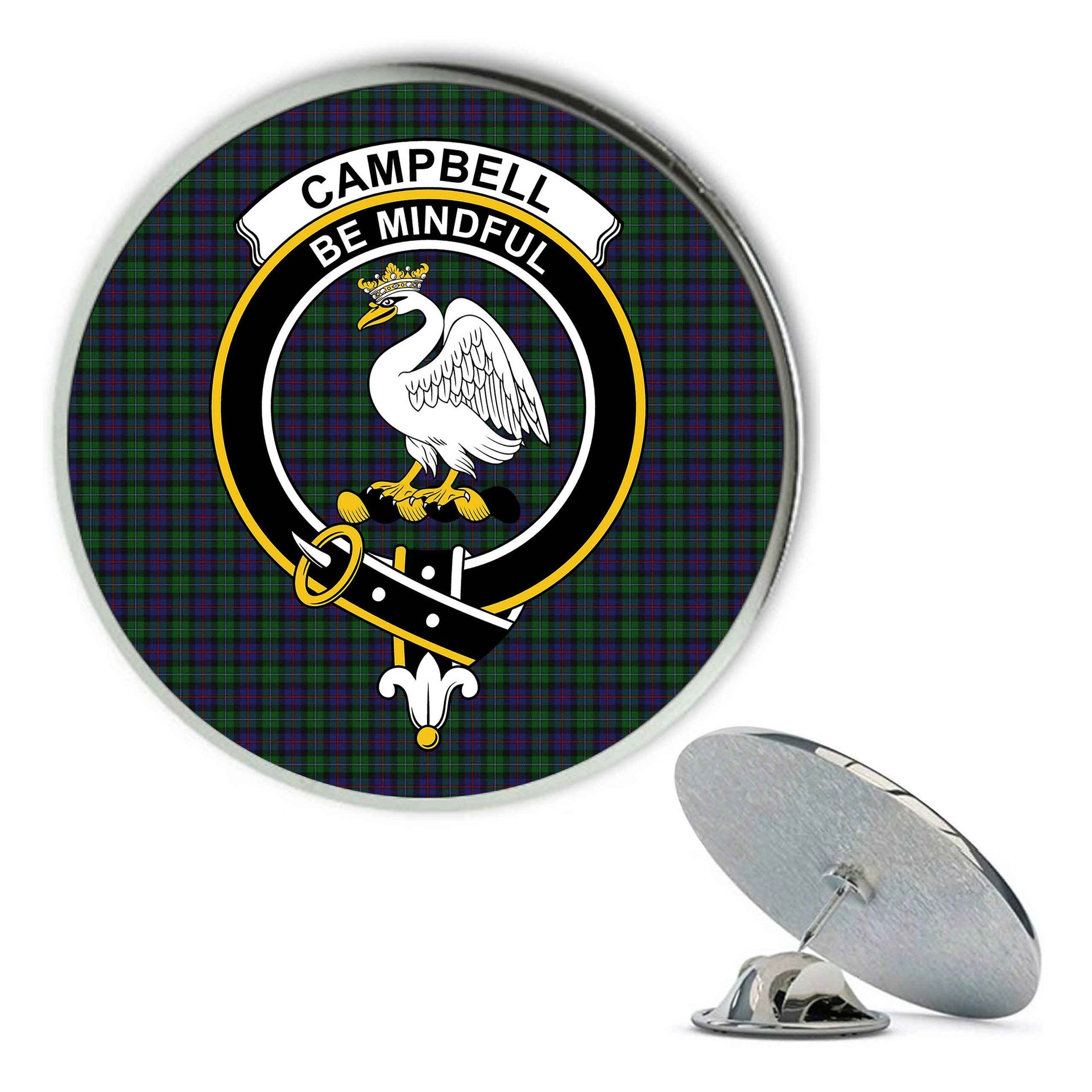 ScotsTee Shop Scottish Campbell of Cawdor Metal Tartan Lapel Pin Scottish Clan Crest Badge