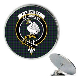 ScotsTee Shop Scottish Campbell of Cawdor Metal Tartan Lapel Pin Scottish Clan Crest Badge