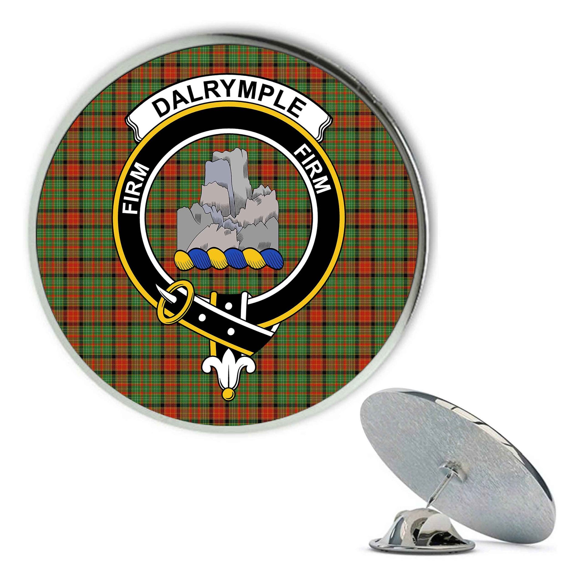 ScotsTee Shop Scottish Dalrymple of Castleton #2 Ancient Metal Tartan Lapel Pin Scottish Clan Crest Badge
