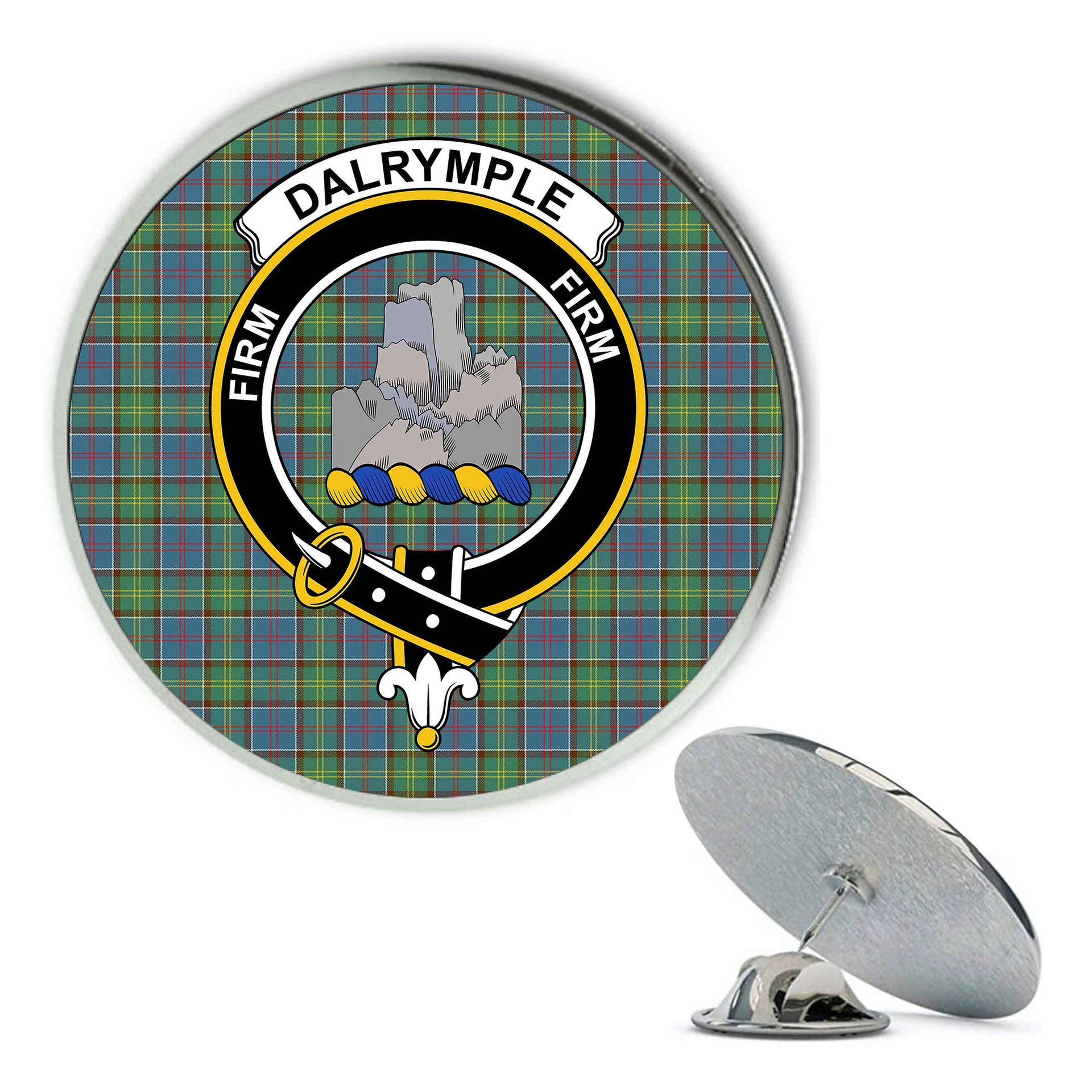 ScotsTee Shop Scottish Dalrymple SC Metal Tartan Lapel Pin Scottish Clan Crest Badge