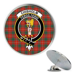 ScotsTee Shop Scottish Chisholm of Strathglass Ancient Metal Tartan Lapel Pin Scottish Clan Crest Badge