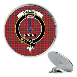 ScotsTee Shop Scottish Dalziel Modern Metal Tartan Lapel Pin Scottish Clan Crest Badge