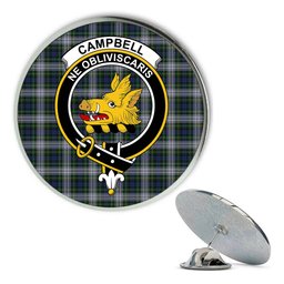 ScotsTee Shop Scottish Campbell of Lochnell Dress Metal Tartan Lapel Pin Scottish Clan Crest Badge