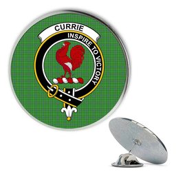 ScotsTee Shop Scottish Currie Metal Tartan Lapel Pin Scottish Clan Crest Badge