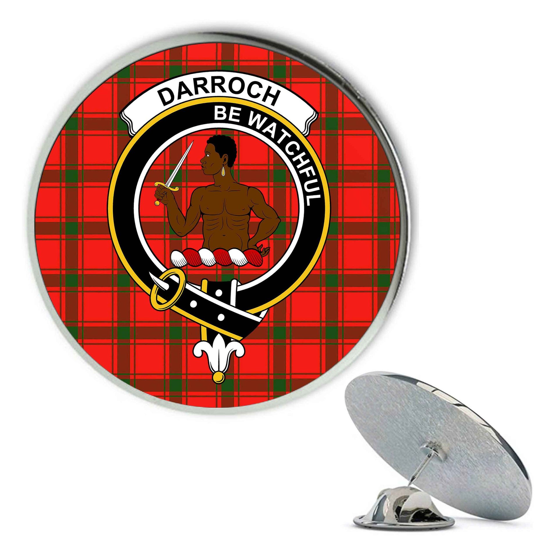 ScotsTee Shop Scottish Darroch Metal Tartan Lapel Pin Scottish Clan Crest Badge