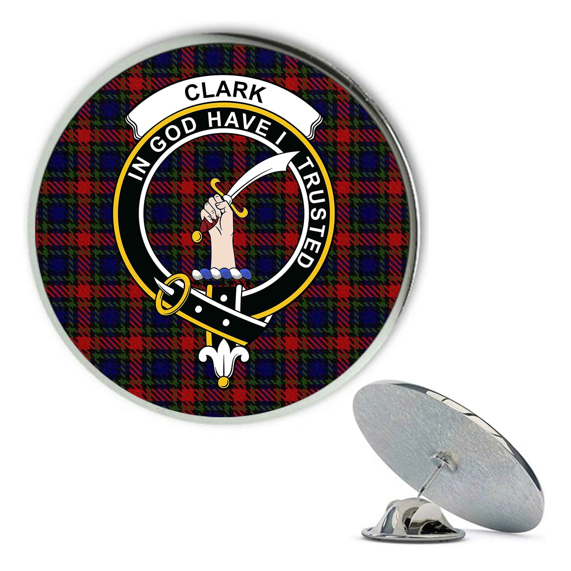 ScotsTee Shop Scottish Clark Red Metal Tartan Lapel Pin Scottish Clan Crest Badge