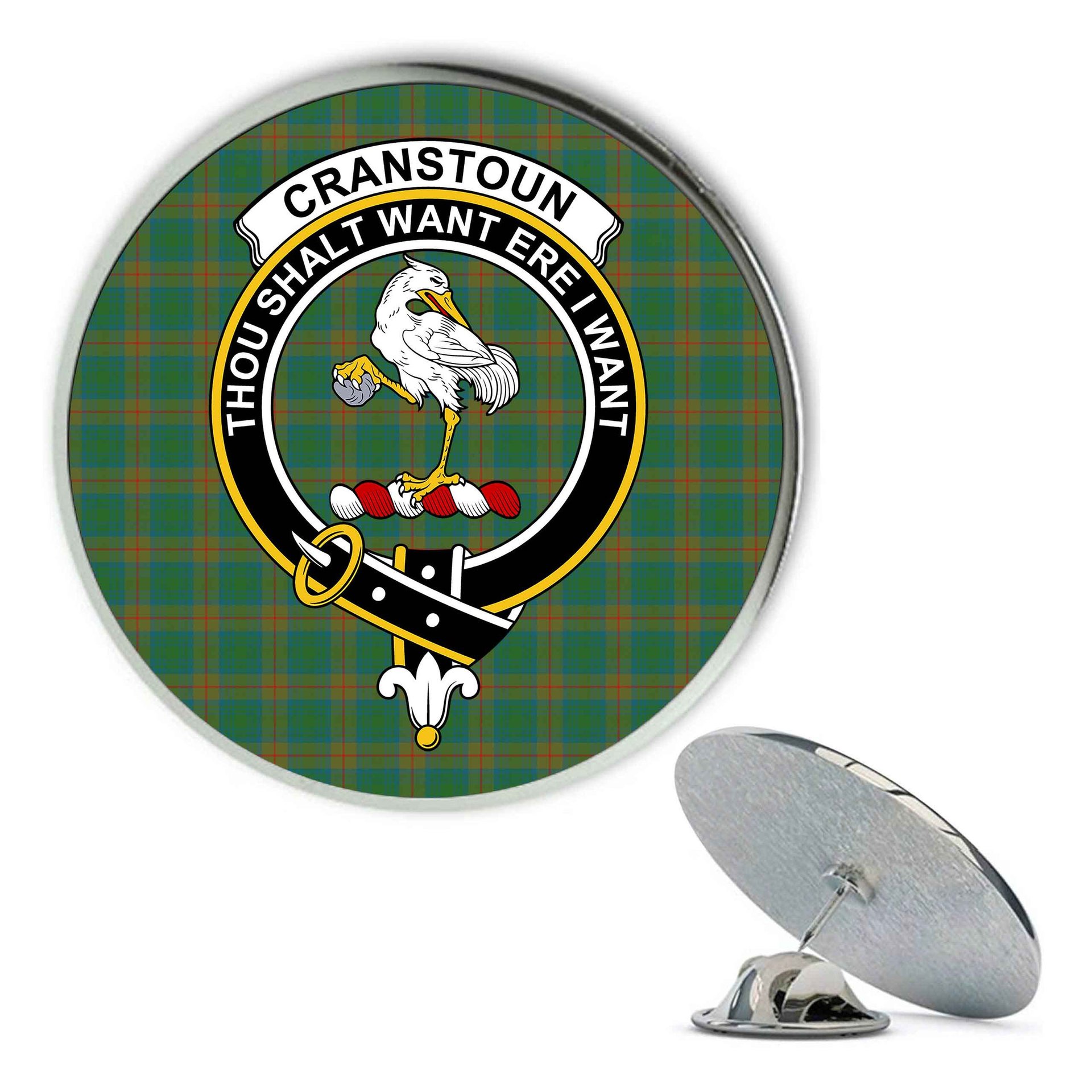 ScotsTee Shop Scottish Cranstoun Ancient Metal Tartan Lapel Pin Scottish Clan Crest Badge