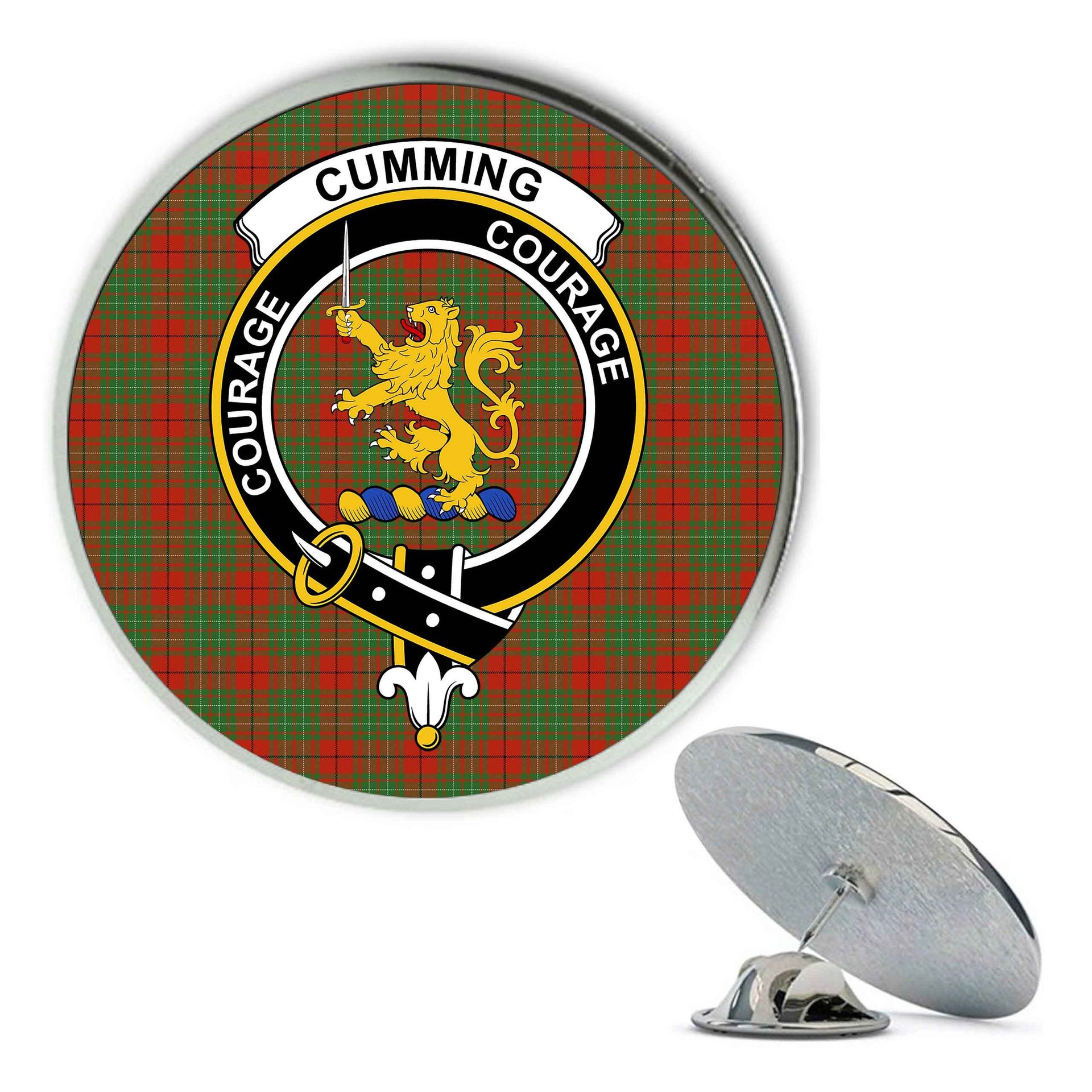ScotsTee Shop Scottish Cumming Ancient Metal Tartan Lapel Pin Scottish Clan Crest Badge