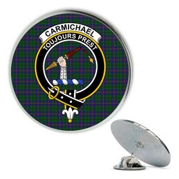 ScotsTee Shop Scottish Carmichael Metal Tartan Lapel Pin Scottish Clan Crest Badge