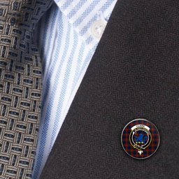 ScotsTee Shop Scottish Clark (Lion) Red Metal Tartan Lapel Pin Scottish Clan Crest Badge