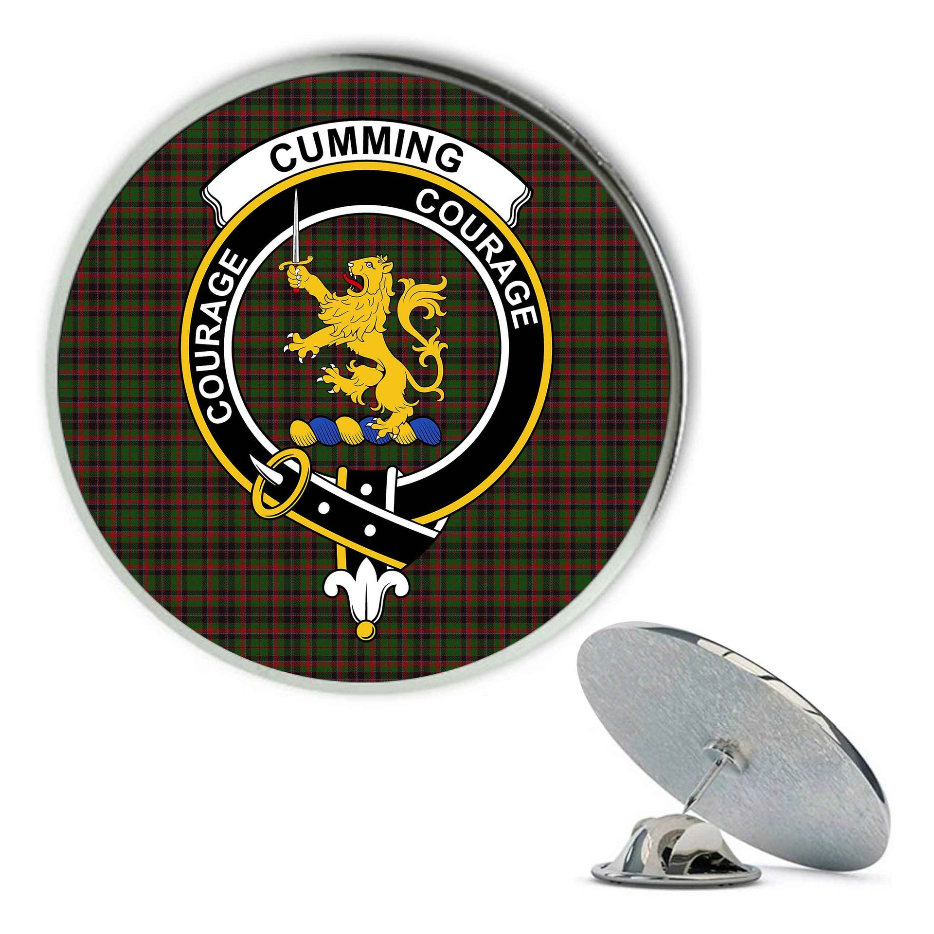 ScotsTee Shop Scottish Cumming Hunting Metal Tartan Lapel Pin Scottish Clan Crest Badge