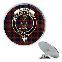ScotsTee Shop Scottish Clarke Red Metal Tartan Lapel Pin Scottish Clan Crest Badge