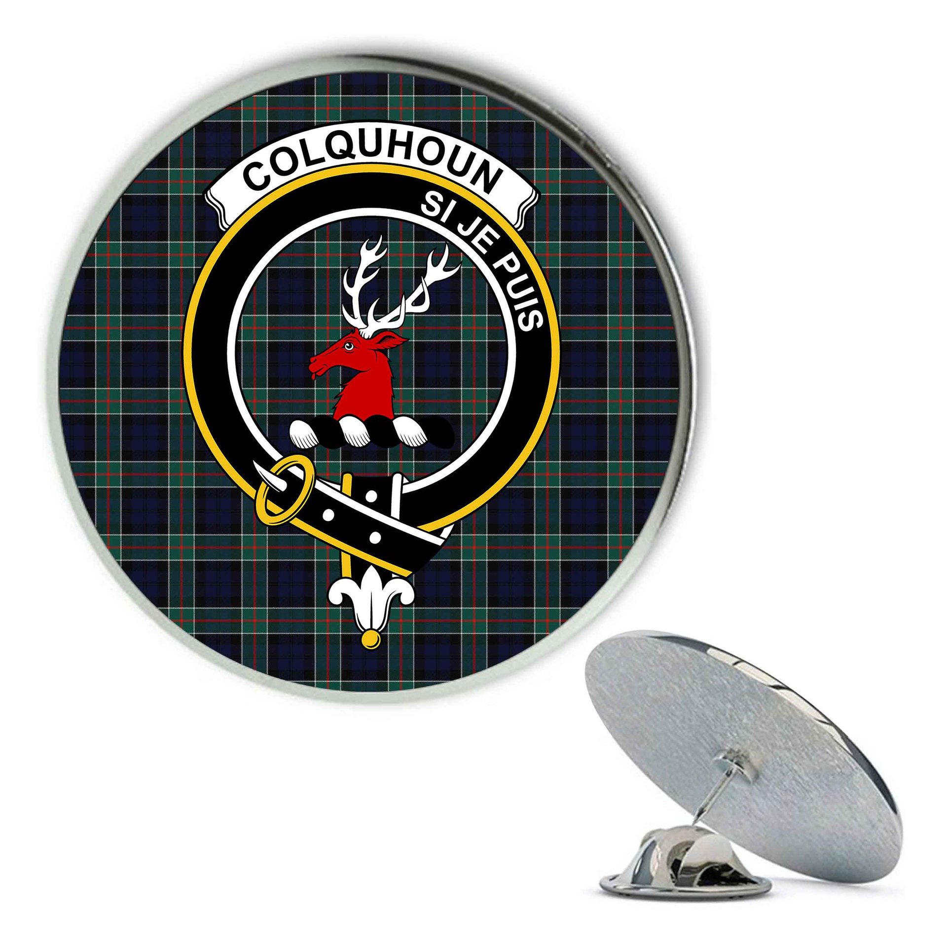 ScotsTee Shop Scottish Colquhoun Modern Clan Metal Tartan Lapel Pin Scottish Clan Crest Badge