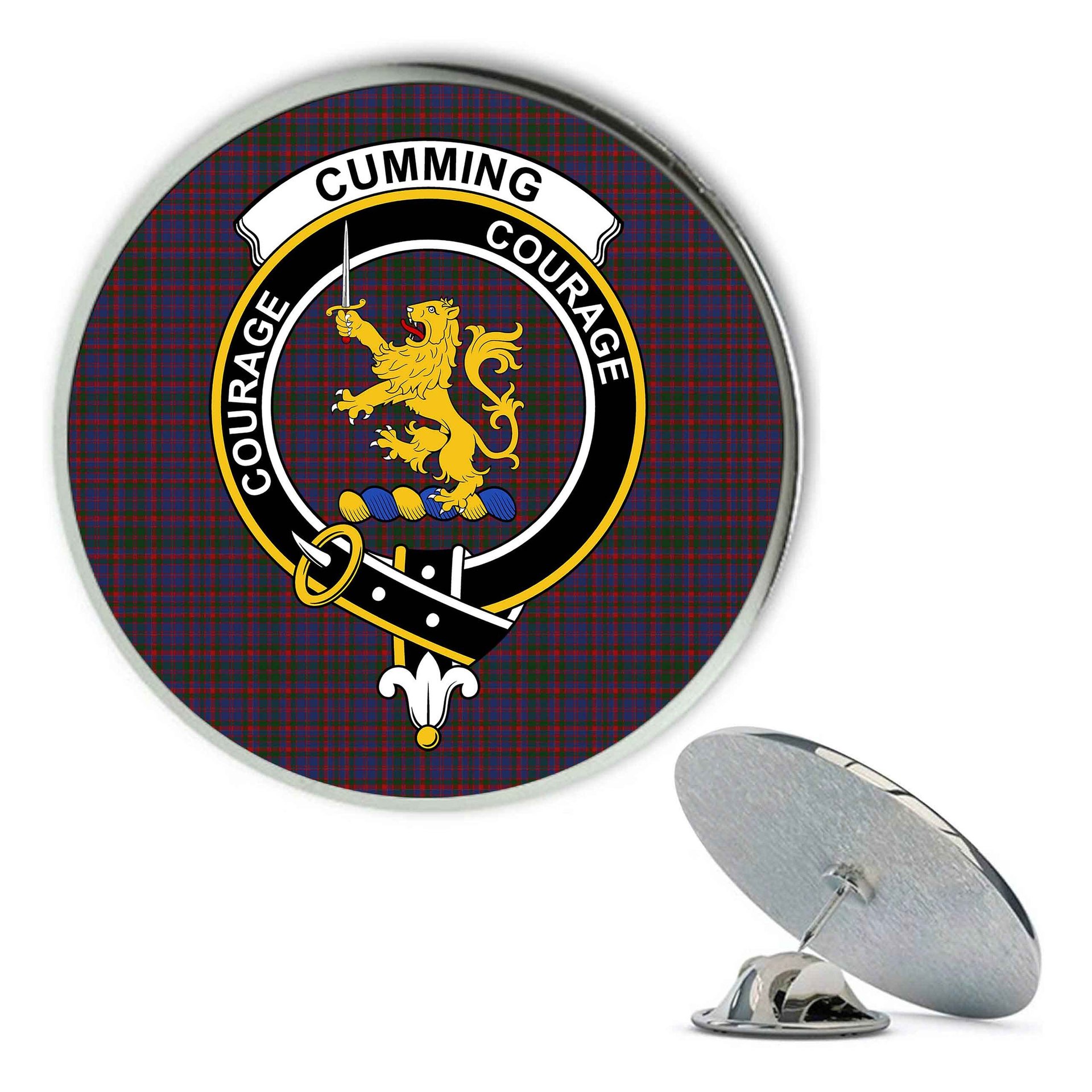 ScotsTee Shop Scottish Cumming Metal Tartan Lapel Pin Scottish Clan Crest Badge