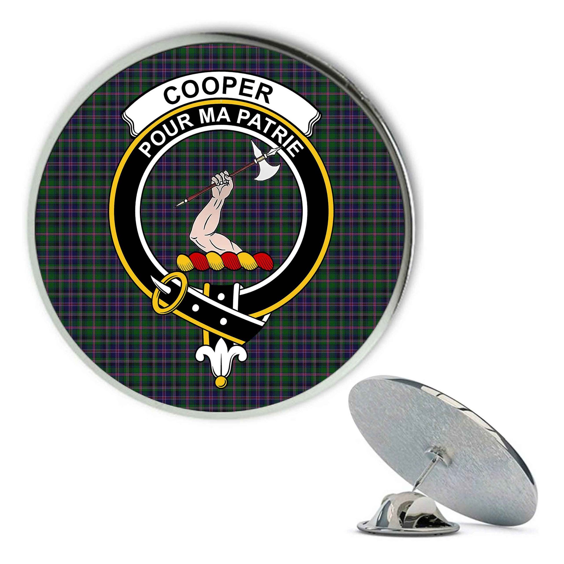 ScotsTee Shop Scottish Cooper James Cant Metal Tartan Lapel Pin Scottish Clan Crest Badge