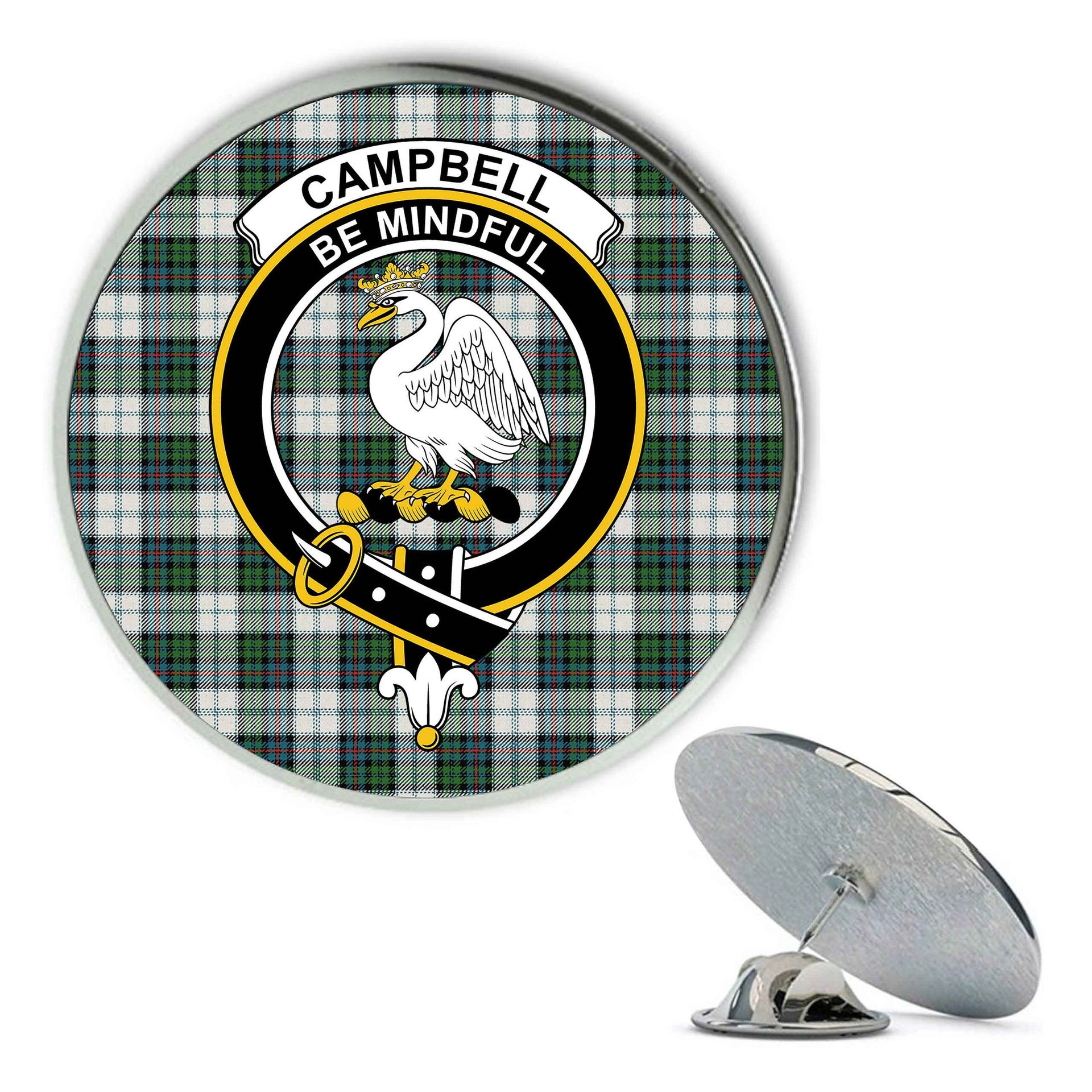 ScotsTee Shop Scottish Campbell of Cawdor Dress Ancient Metal Tartan Lapel Pin Scottish Clan Crest Badge