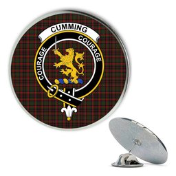 ScotsTee Shop Scottish Cumming 1850 Metal Tartan Lapel Pin Scottish Clan Crest Badge
