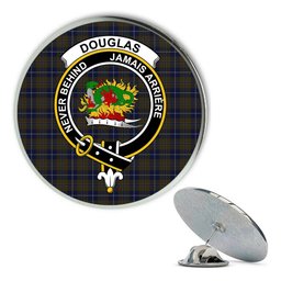 ScotsTee Shop Scottish Douglas Brown Metal Tartan Lapel Pin Scottish Clan Crest Badge