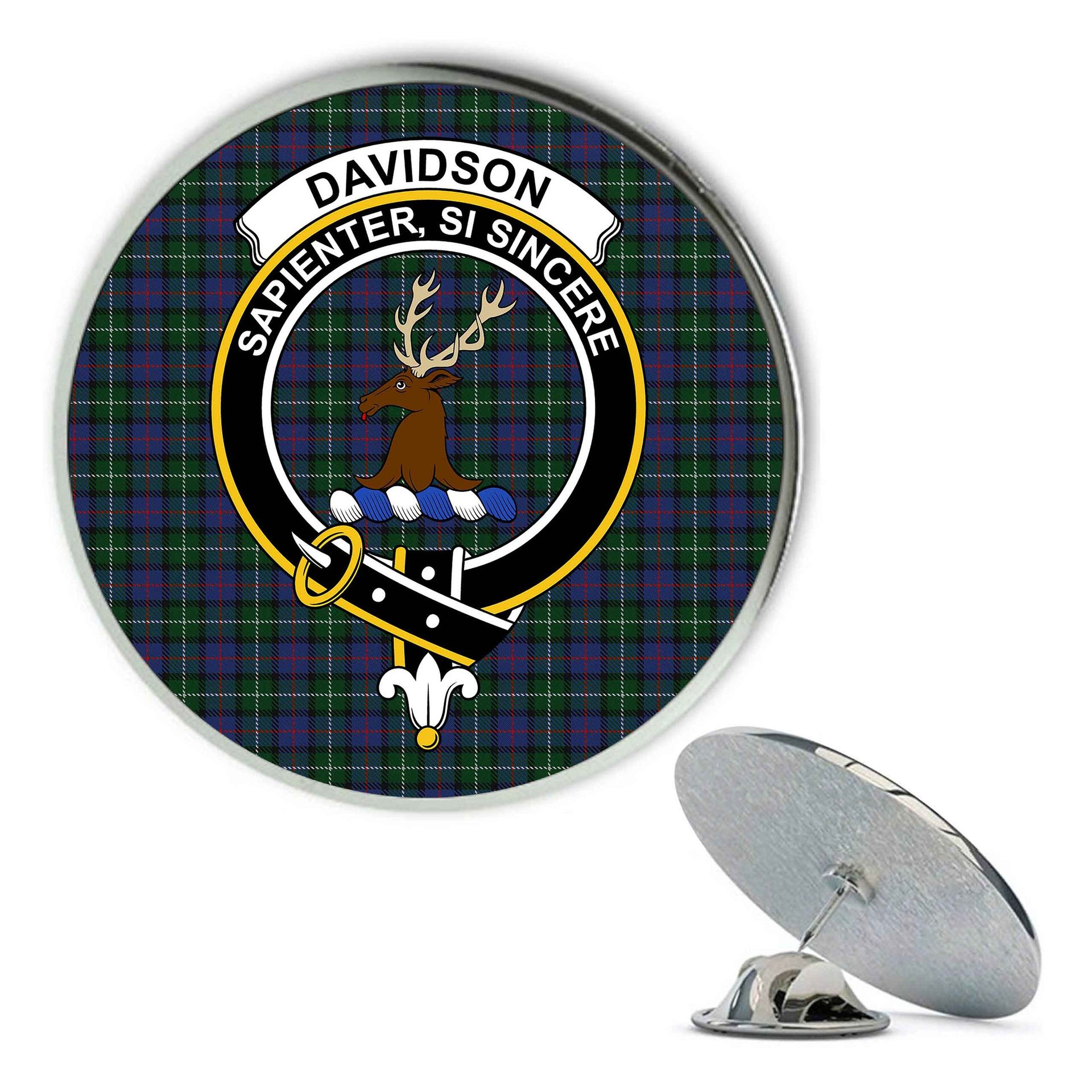 ScotsTee Shop Scottish Davidson of Tulloch 2 Metal Tartan Lapel Pin Scottish Clan Crest Badge
