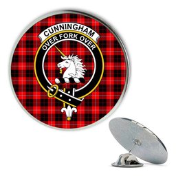 ScotsTee Shop Scottish Cunningham Modern Metal Tartan Lapel Pin Scottish Clan Crest Badge
